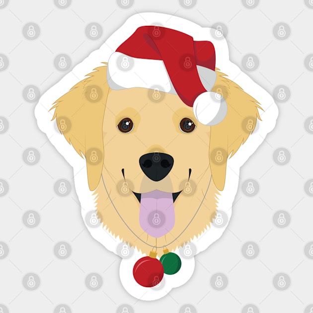 Golden Retriever Dog With Red Santa's Hat Funny Xmas Gift Sticker by salemstore